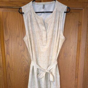 Royal Robbins Women's Spotless Traveler Tank Dress Belted Beige Large Stretch